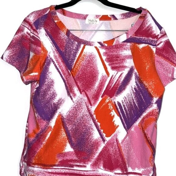 Jolie & Joy Womens 1X Abstract Print Top & Pants Set - Picture 4 of 12